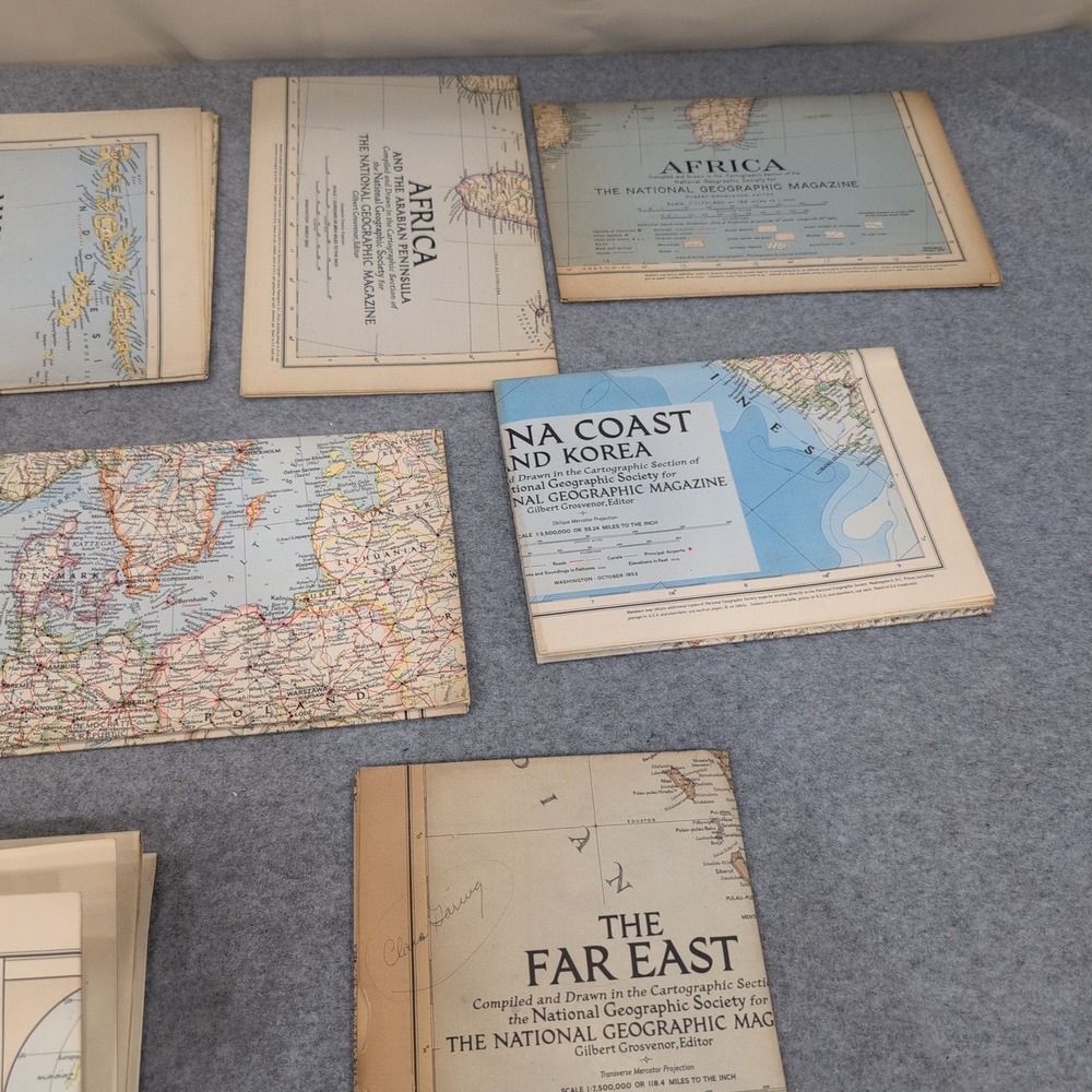 Vintage 1940s 1950s National Geographic Maps Antarctica Africa Far East Lot - Picture 3 of 3